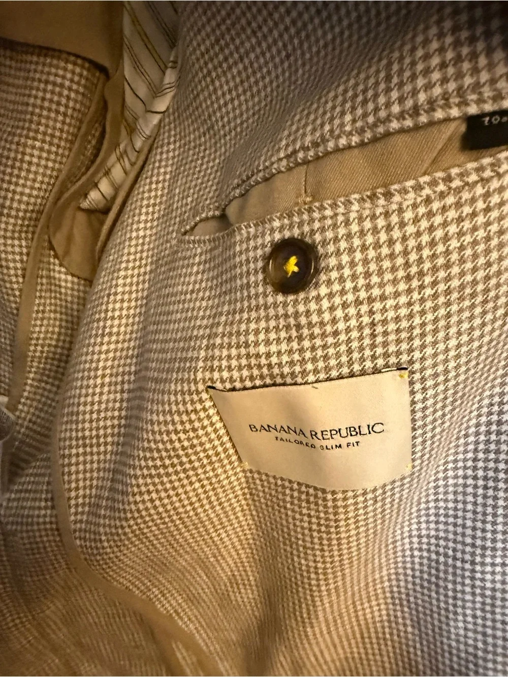 Banana Republic 100% Linen Houndstooth Blazer Sport Coat Jacket 38 S